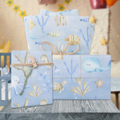 Blauwal-Octopus-Seepferd unter dem Meer Geschenkpapier Set