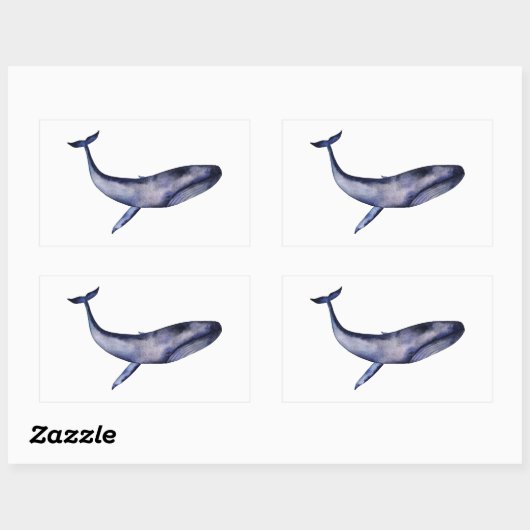 Blauwal Rechteckiger Aufkleber (Blatt)