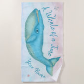 Blauwal-Seeozean-Strand-Zeit-individueller Name Strandtuch (Vorderseite)