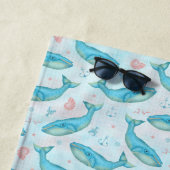 Blauwal-Seestrand-Haus-personalisierter Ozean Strandtuch (Beispiel)