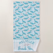 Blauwal-Seestrand-Haus-personalisierter Ozean Strandtuch (Vorderseite)