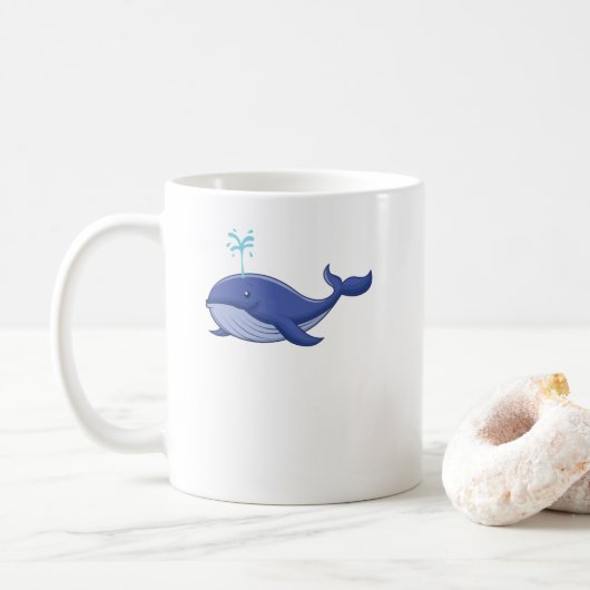 Blauwal spritzt Wasser Kaffeetasse (Mit Donut)