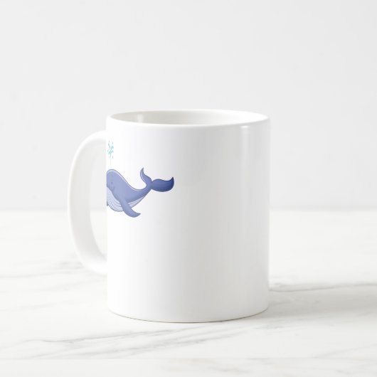 Blauwal spritzt Wasser Kaffeetasse (Vorderseite Links)