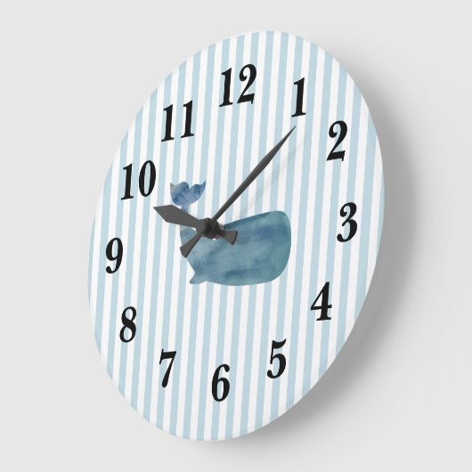 Blauwal-Streifen Preppy Large Clock Große Wanduhr (Winkel)