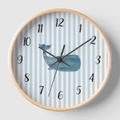 Blauwal-Streifen Preppy Large Clock Uhr (Vorderseite)