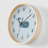 Blauwal-Streifen Preppy Large Clock Uhr (Winkel)