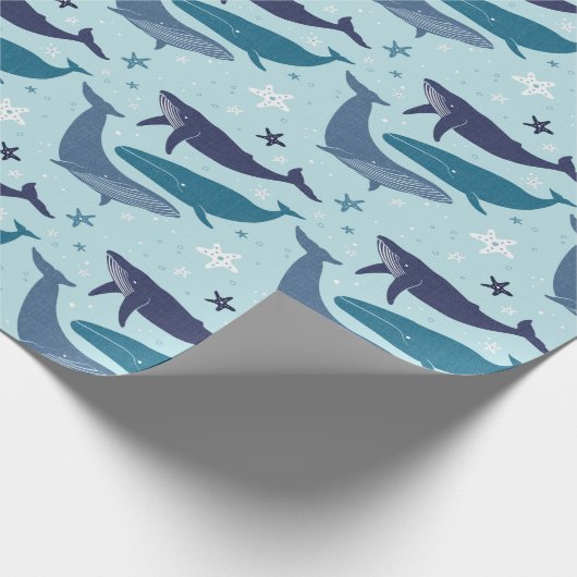 Blauwal-Umhüllungspapier Geschenkpapier (Ecke)