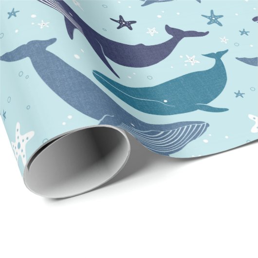 Blauwal-Umhüllungspapier Geschenkpapier (Rolleneckpunkt)