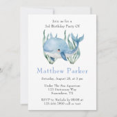 Blauwal unter dem Sea Boy Birthday Party Einladung (Vorderseite)