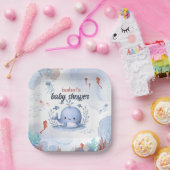 Blauwal unter Meerschweinchen Babydusche Pappteller (Party)