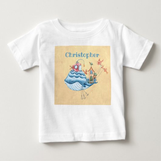 Blauwal, Unterseeboot, Haus und Fisch Baby T-shirt (Vorderseite)
