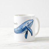 Blauwal. Wasserbecher. Meeresgeschenk. Ozean Kaffeetasse (VorderseiteRechts)