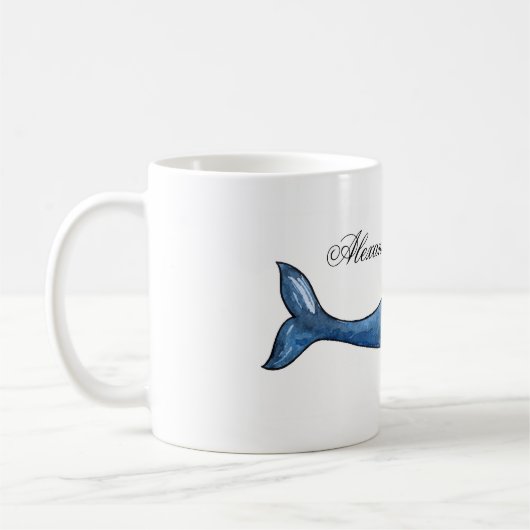 Blauwal. Wasserbecher. Meeresgeschenk. Ozean Kaffeetasse (Links)