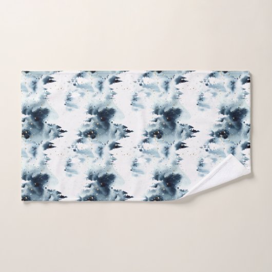 Blauwald-Aquarellmuster Badhandtuch Set (Handtuch)