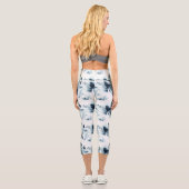 Blauwald-Aquarellmuster Capri Leggings (Rückseite)