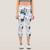 Blauwald-Aquarellmuster Capri Leggings (Vorderseite)