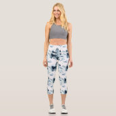 Blauwald-Aquarellmuster Capri Leggings (Vorderseite)