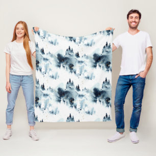 Blauwald-Aquarellmuster Fleecedecke