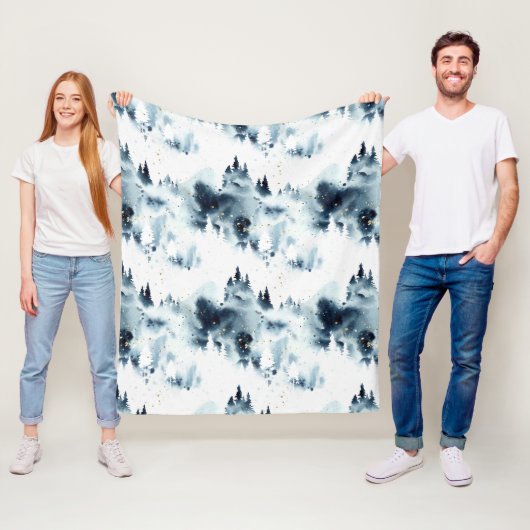 Blauwald-Aquarellmuster Fleecedecke (Beispiel)