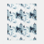 Blauwald-Aquarellmuster Fleecedecke (Vorderseite)