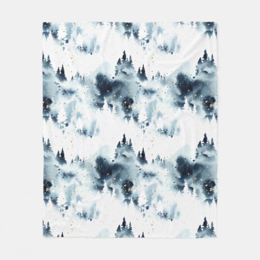 Blauwald-Aquarellmuster Fleecedecke (Vorderseite)