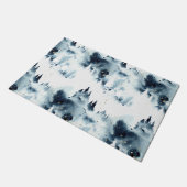 Blauwald-Aquarellmuster Fußmatte (Schrägansicht)