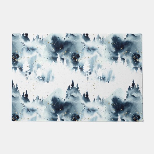 Blauwald-Aquarellmuster Fußmatte (Vorderseite)