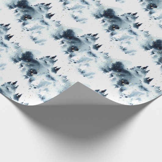 Blauwald-Aquarellmuster Geschenkpapier (Ecke)