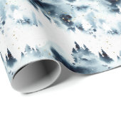 Blauwald-Aquarellmuster Geschenkpapier (Rolleneckpunkt)