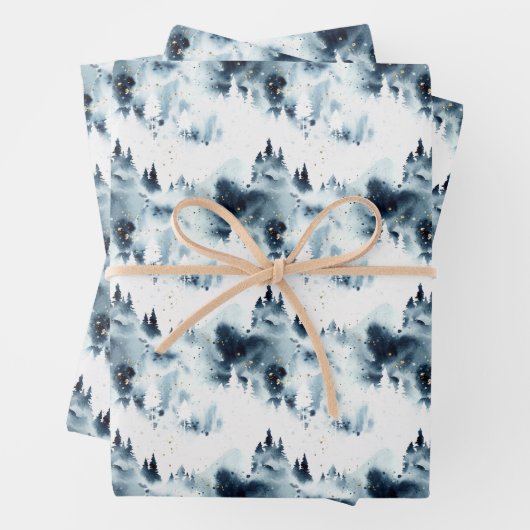 Blauwald-Aquarellmuster Geschenkpapier Set (Beispiel)