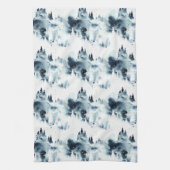 Blauwald-Aquarellmuster Geschirrtuch (Vertikal)