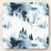 Blauwald-Aquarellmuster Getränkeuntersetzer (Vorderseite)