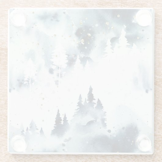 Blauwald-Aquarellmuster Glasuntersetzer (Rückseite)