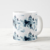 Blauwald-Aquarellmuster Jumbo-Tasse (Vorderseite Rechts)