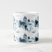 Blauwald-Aquarellmuster Jumbo-Tasse (Vorderseite)