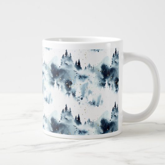 Blauwald-Aquarellmuster Jumbo-Tasse (Rechts)