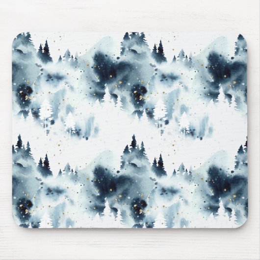 Blauwald-Aquarellmuster Mousepad (Vorne)