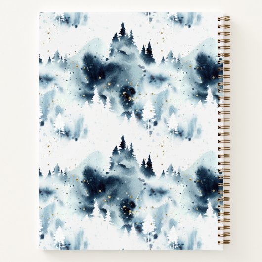 Blauwald-Aquarellmuster Notizblock (Rückseite)