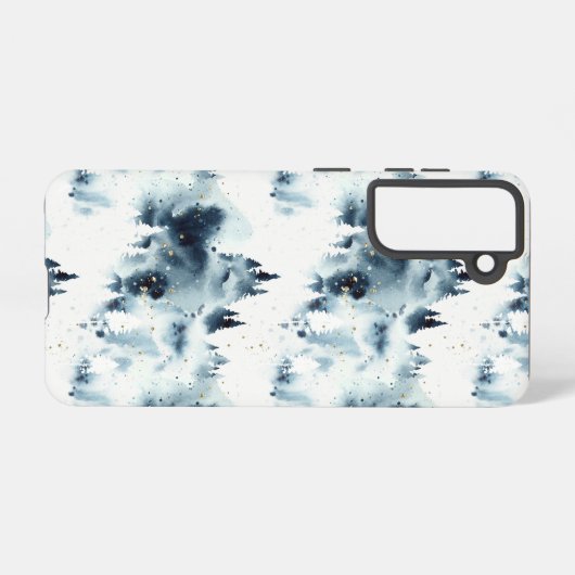 Blauwald-Aquarellmuster Samsung Galaxy Hülle (Rückseite (Horizontal))