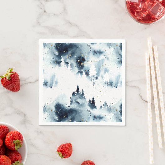 Blauwald-Aquarellmuster Serviette (Beispiel)