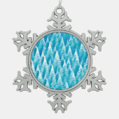 Blauwald-Fraktal Schneeflocken Zinn-Ornament (Vorderseite)