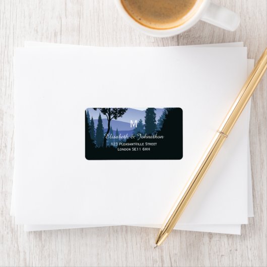 Blauwald, rustikale Hochzeit Adressaufkleber (Insitu)