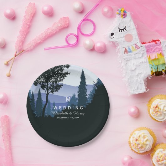 Blauwald, rustikale Hochzeit Pappteller (Party)