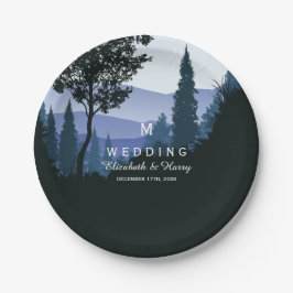 Blauwald, rustikale Hochzeit Pappteller