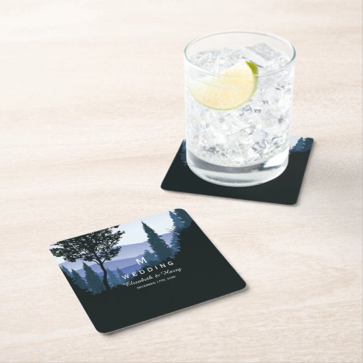 Blauwald, rustikale Hochzeit Rechteckiger Pappuntersetzer (Vor Ort)