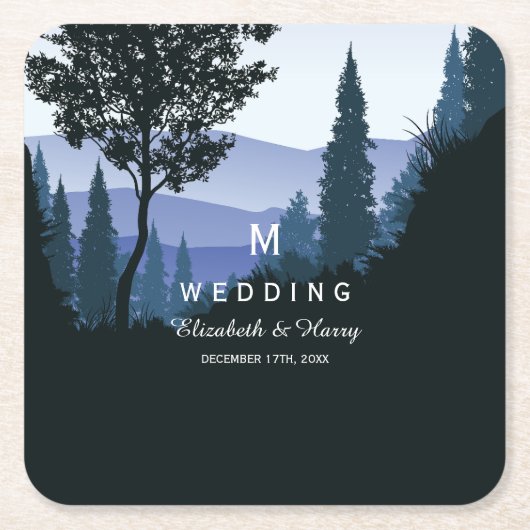 Blauwald, rustikale Hochzeit Rechteckiger Pappuntersetzer (Vorderseite)