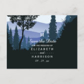 Blauwald, rustikale Hochzeit retten das Datum Ankündigungspostkarte (Vorderseite)