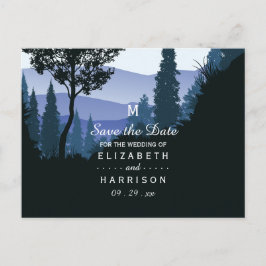 Blauwald, rustikale Hochzeit retten das Datum Ankündigungspostkarte