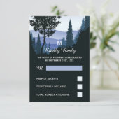 Blauwald, rustikale Hochzeit RSVP Karte (Stehend Vorderseite)