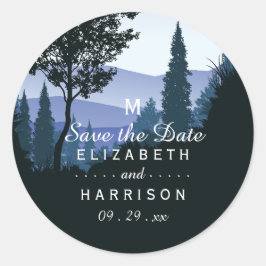 Blauwald, rustikale Hochzeit Runder Aufkleber